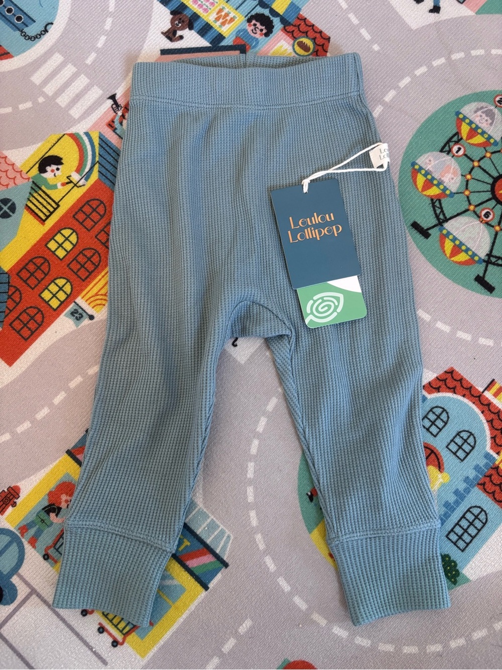 Loulou Lollipop Kids Waffle Knit Leggings — Dusty Blue